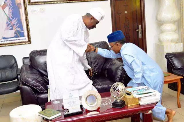 See Throwback Photos Of Governor El Rufai Kneeling Before Obasanjo, Atiku, Buhari and Oba Rilwan Akiolu