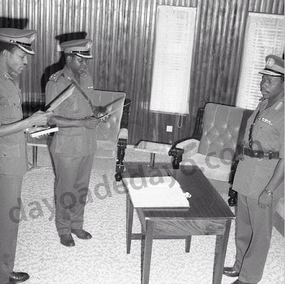 Throwback Photo Of Former Head Of State, Obasanjo With President Buhari In 1976