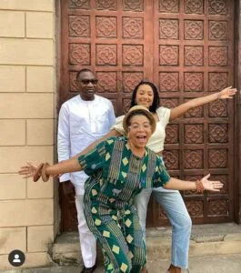 Temi Otedola with her father Femi Otedola and mother Nana