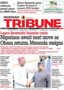 Tribune Newspaper Headlines in Nigeria Today, 4th March, 2025