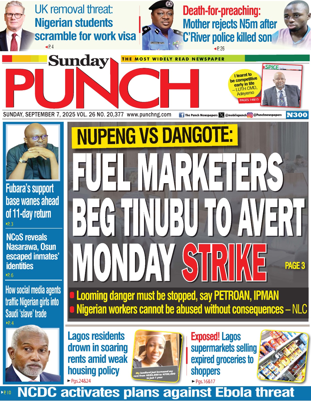 The Punch Newspaper Headlines in Nigeria Today, 7th September, 2025